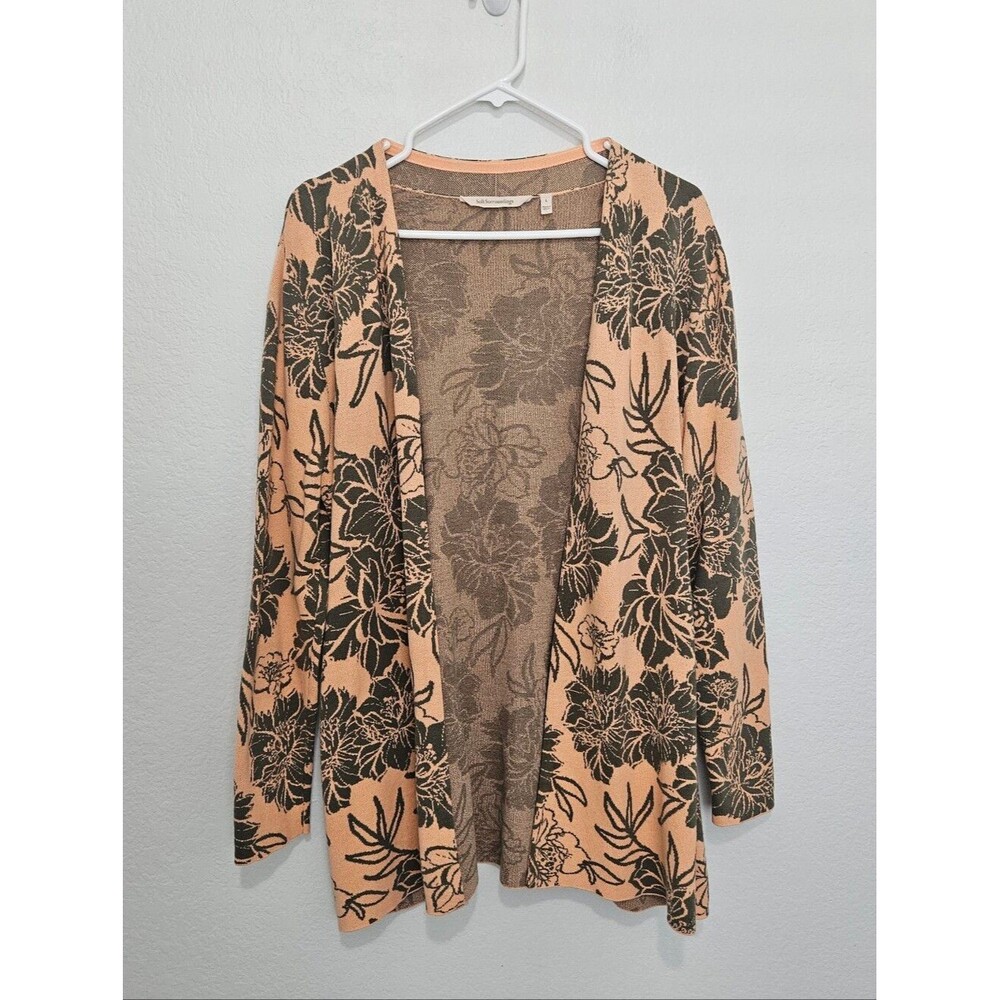 Soft Surroundings Cotton Blend Open Front Cardigan Womens Large Desert Rose